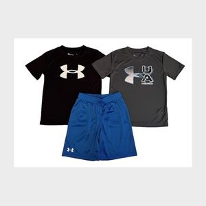 NEW Under Armour Little Boys Active Set 3 Piece Short and Two Tees Size 6